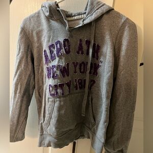 Aeropostale Gray Hoodie with Purple Accents